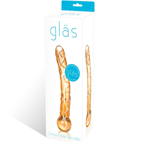 Orange Tickler Glass Dildo