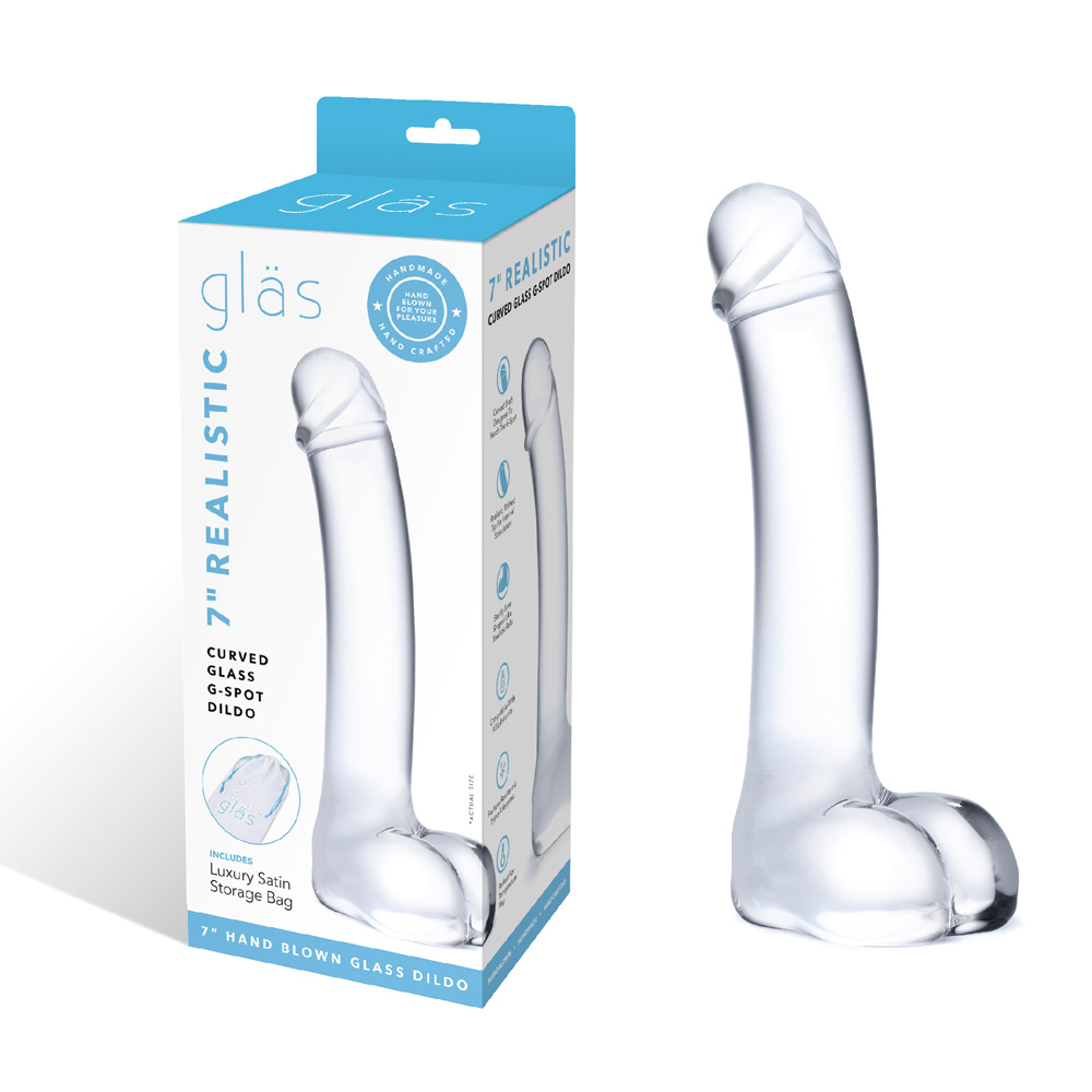 7" Realistic Curved Glass G-Spot Dildo