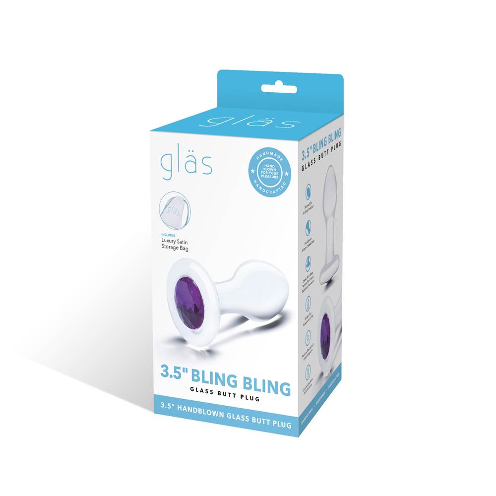 3.5" Bling Bling Glass Butt Plug Clear