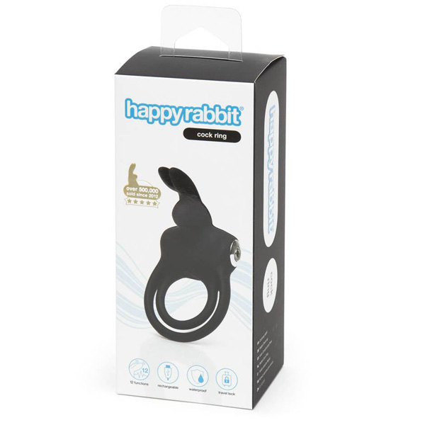 Happy Rabbit Couples Stimulating Usb Rechargeable Rabbit Love Ring Black