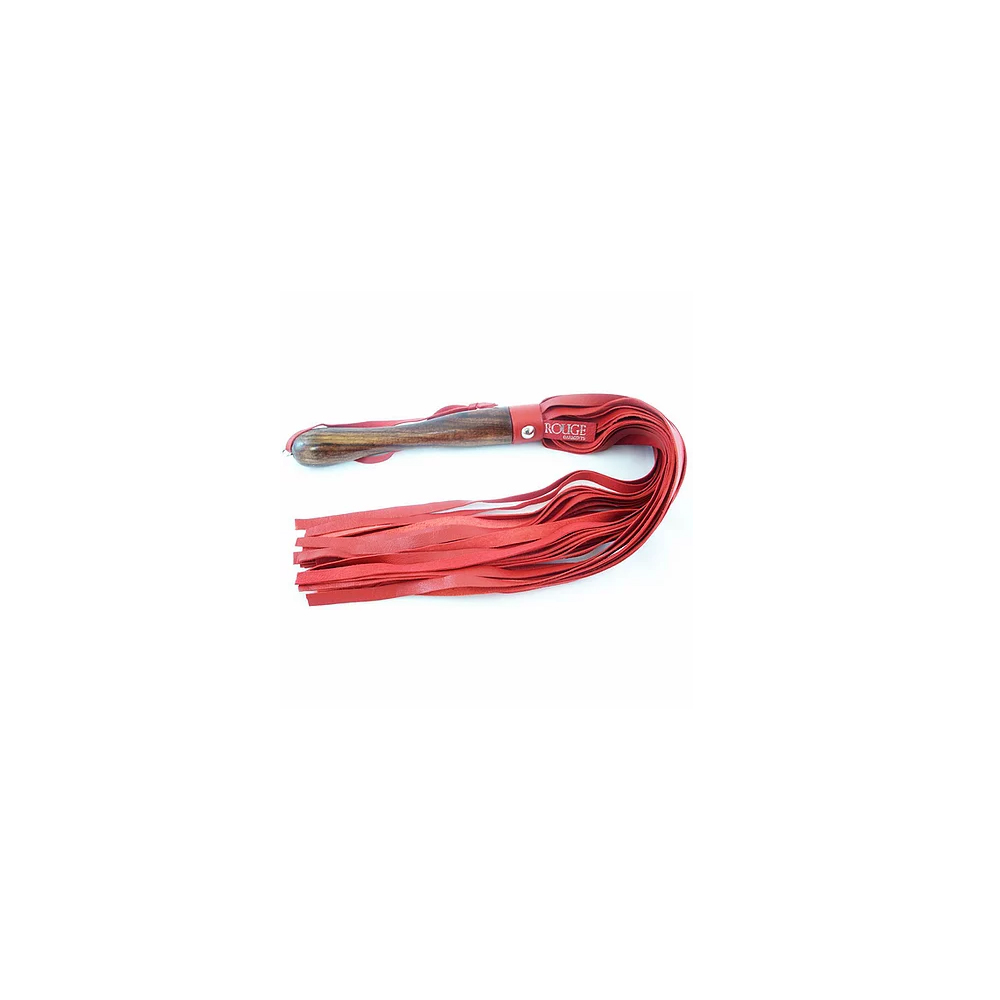 Wooden Handle Leather Flogger Red