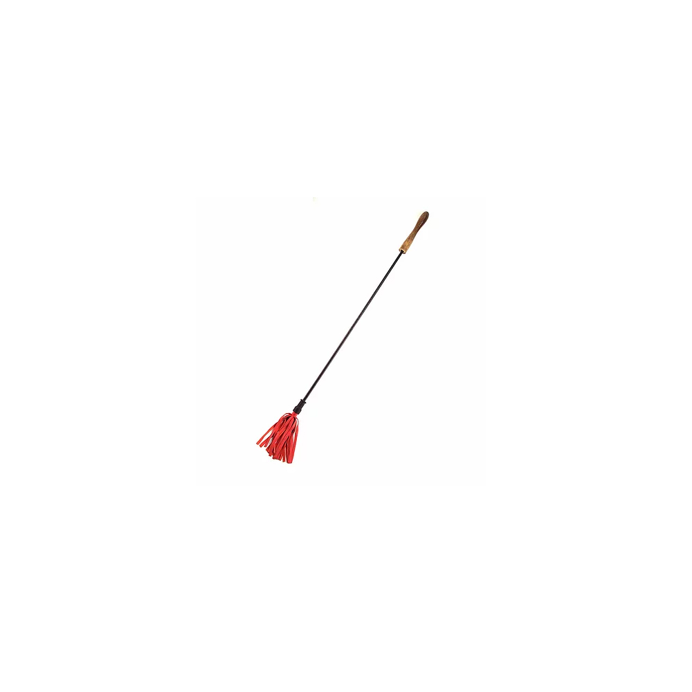 Wooden Handle Leather Riding Crop Red