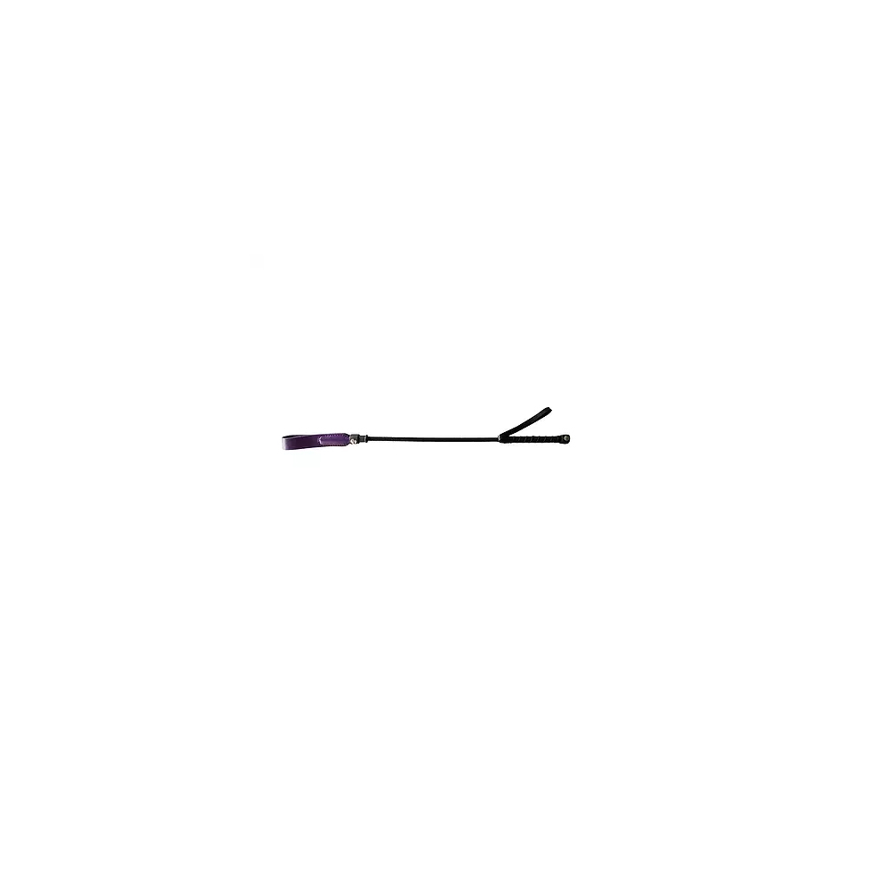 Short Leather Riding Crop Slim Tip Purple