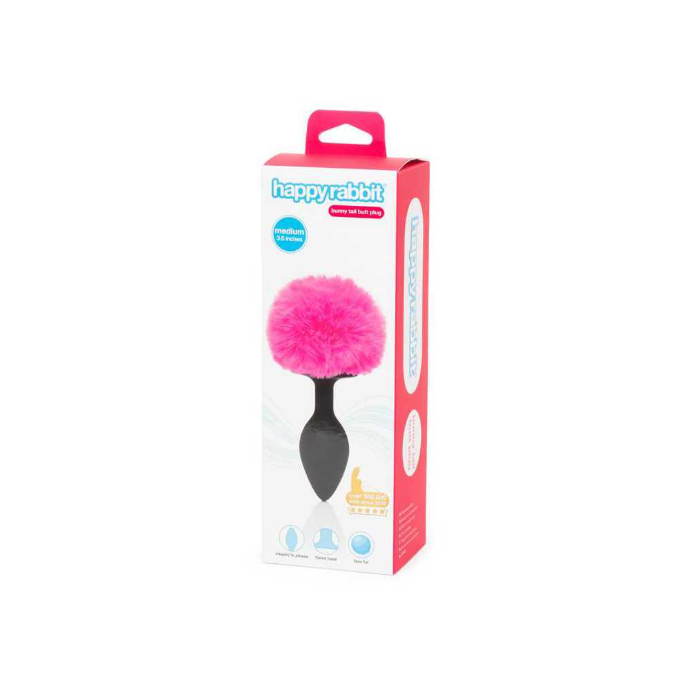 Happy Rabbit Non Vibrating Butt Plug Medium Black/Pink