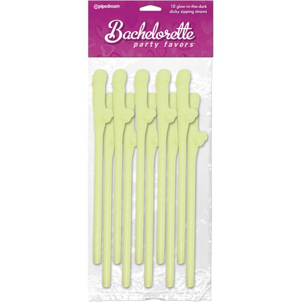 Bachelorette Party Favors Dicky Sipping Straws Glow In the Dark 10pc.