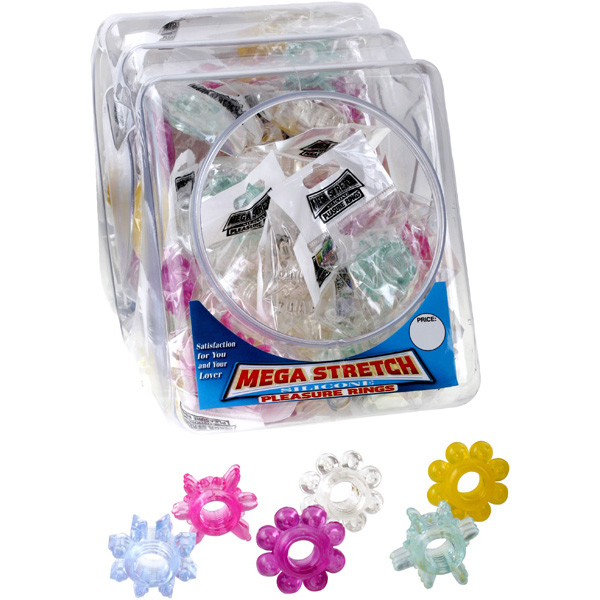 Mega Stretch Silicone Pleasure Rings 72CT Bowl Colorful