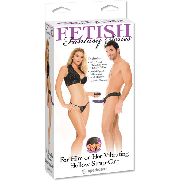 Fetish Fantasy Series For Him or Her Vibrating Hollow Strap-On Purple