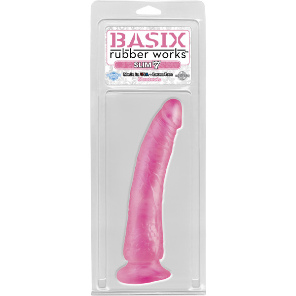 Basix Rubber Works Slim 7" with Suction Cup Pink
