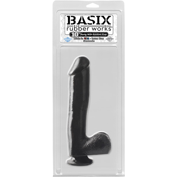 Basix Rubber Works 10" Dong with Suction Cup Black