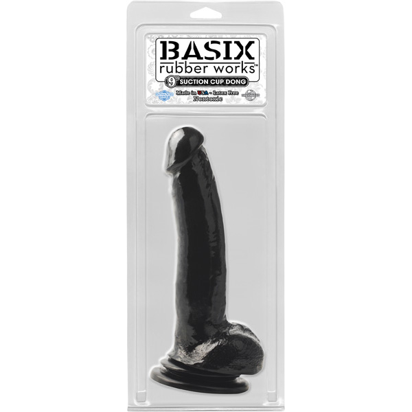 Basix Rubber Works 9" Suction Cup Dong Black