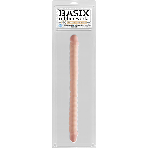 Basix Rubber Works 18" Ribbed Double Dong Flesh