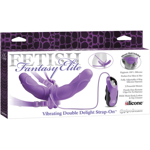 Fetish Fantasy Elite Vibrating Double Delight Strap-On Purple