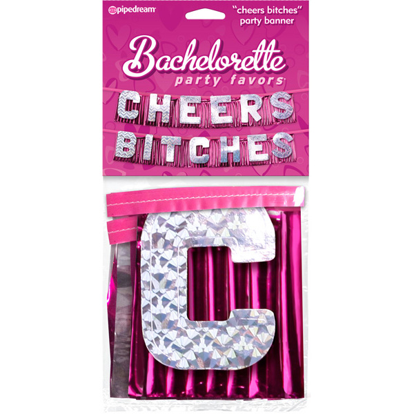 Bachelorette Party Favors "Cheers Bitches" Party Banner Pink