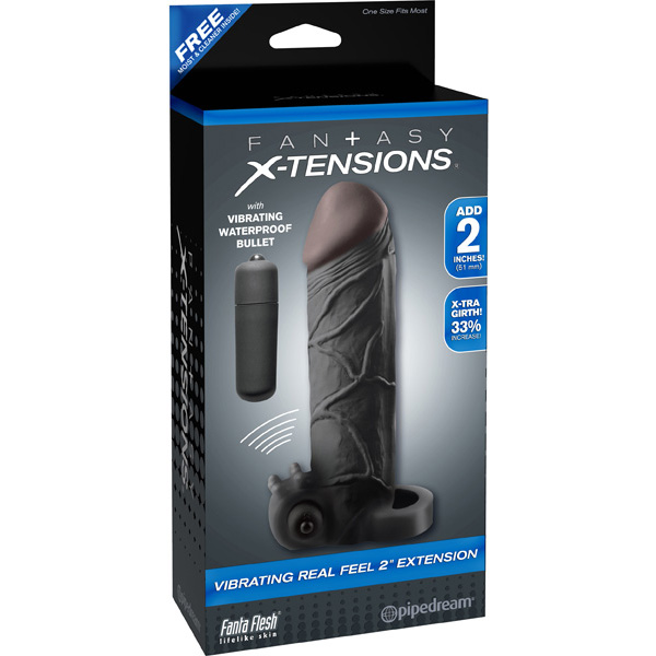 Fantasy X-tensions Vibrating Real Feel 2" Extension Black