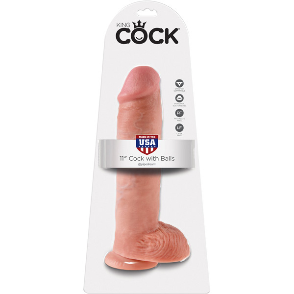 King Cock 11" Cock with Balls Flesh
