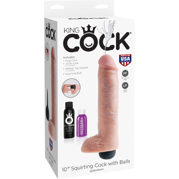King Cock 10" Squirting Cock w/ Balls Flesh
