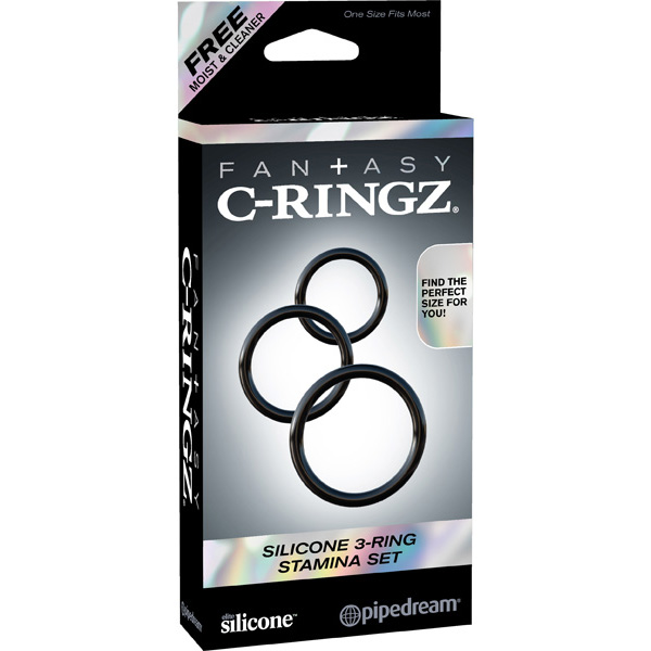 Fantasy C-Ringz Silicone 3-Ring Stamina Set Black