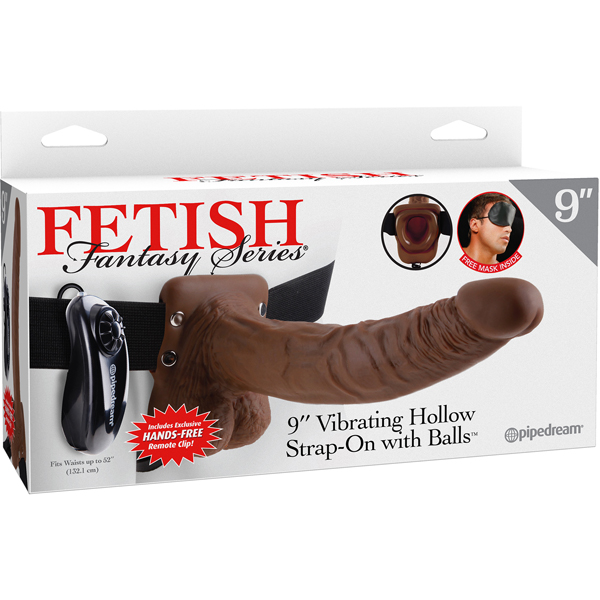 Fetish Fantasy Series 9&Quot; Vibrating Hollow Strap-On With Balls Brown