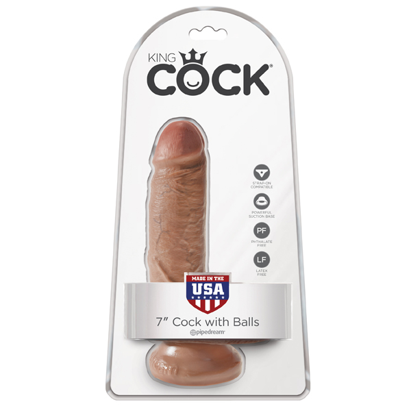 King Cock 7" Cock With Balls Tan