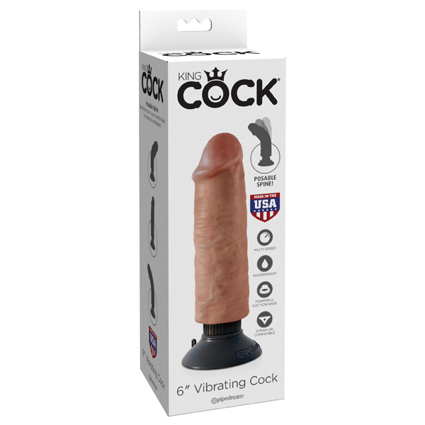 King Cock 6" Vibrating Cock Tan