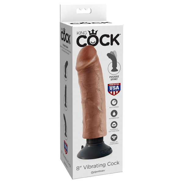 King Cock 8" Vibrating Cock Tan