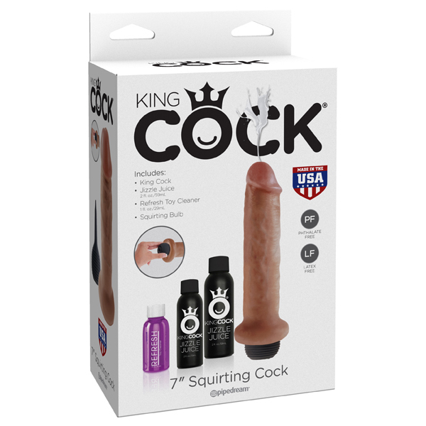 King Cock 7" Squirting Cock Tan