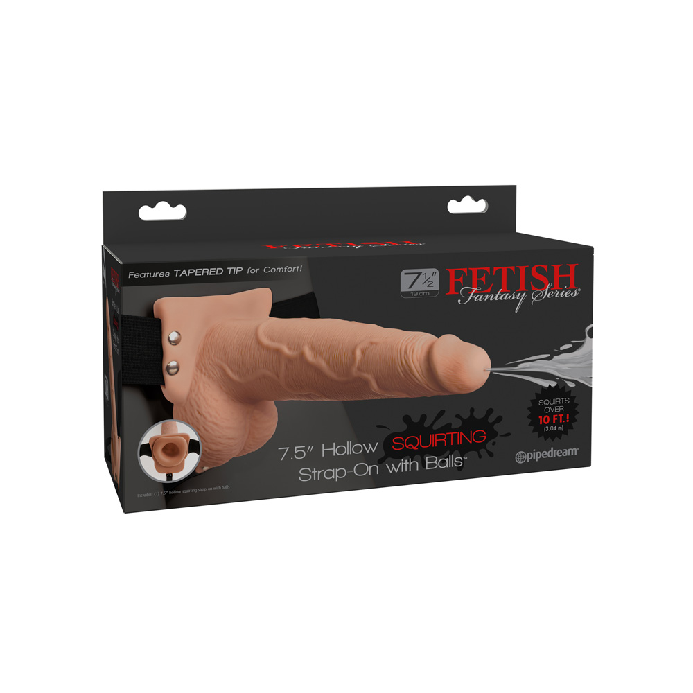Fetish Fantasy 7.5" Hollow Squirting Strap-On With Balls Flesh