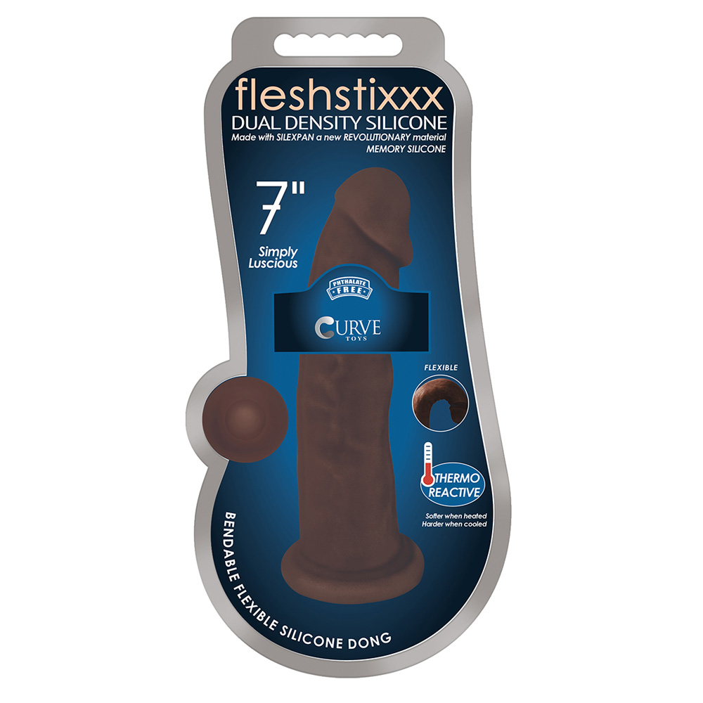 Fleshstixxx 7" Silicone Dildo No Balls Chocolate