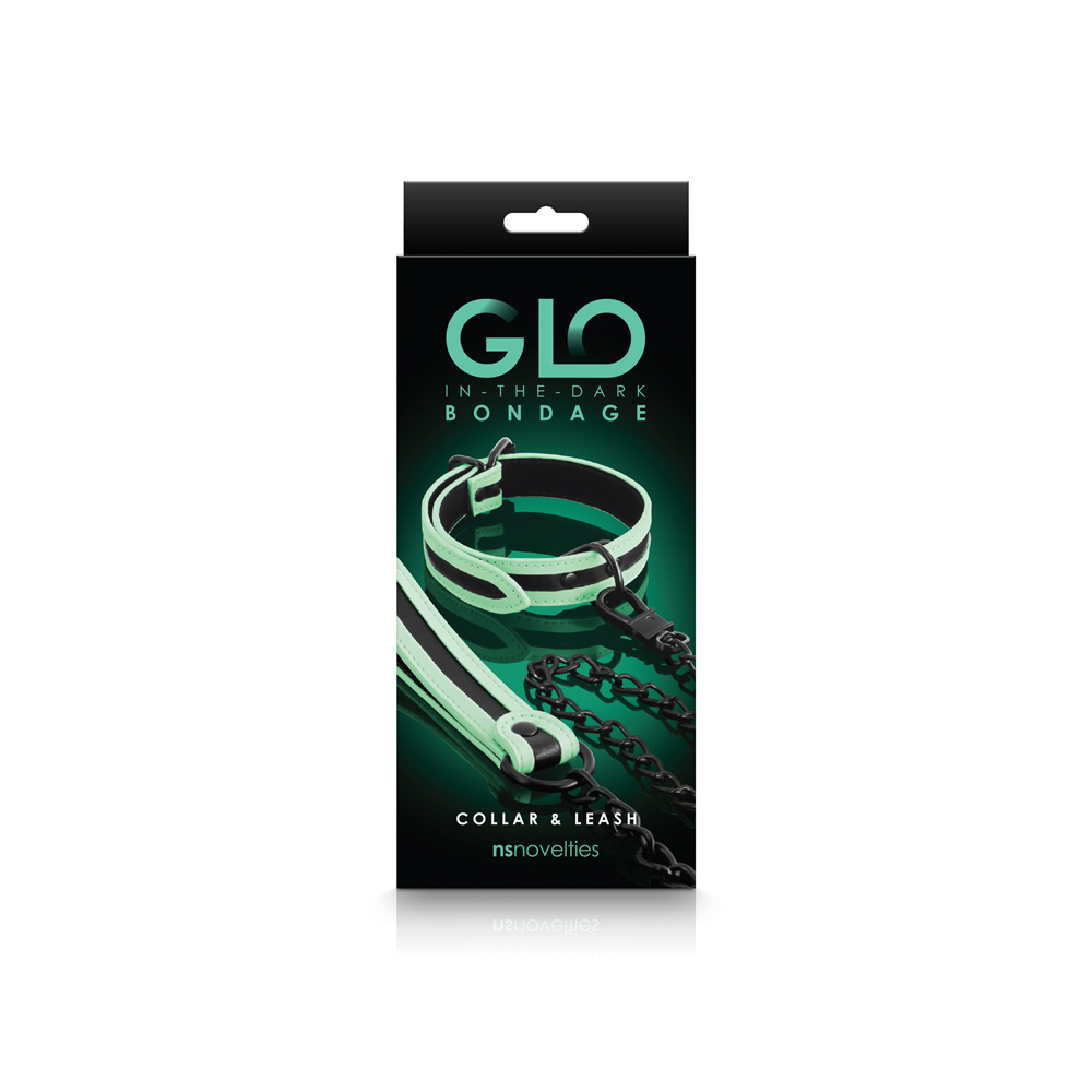 Glo Bondage Collar And Leash Green