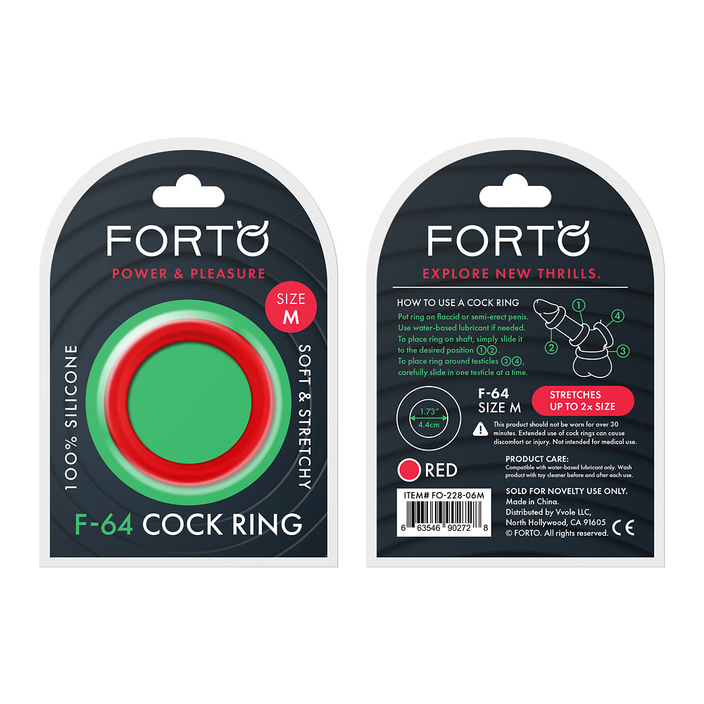 F-64: 45Mm 100% Silicone Ring Wide Medium Red