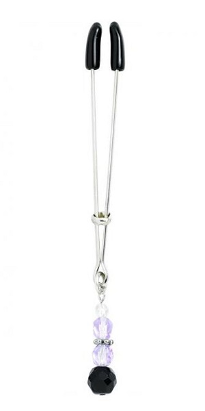 Tweezer Clit Clamp W/Purple Beads - Adj.