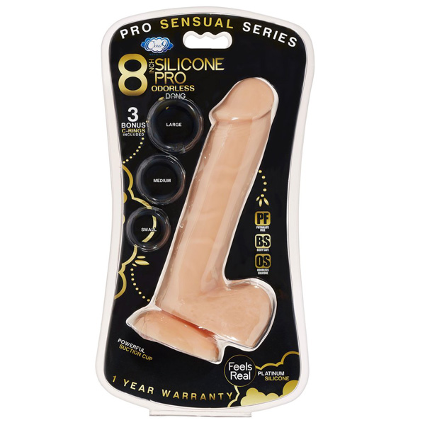 Cloud 9 Pro Sensual Premium Silicone Dong W/ 3 C Rings Flesh 8"