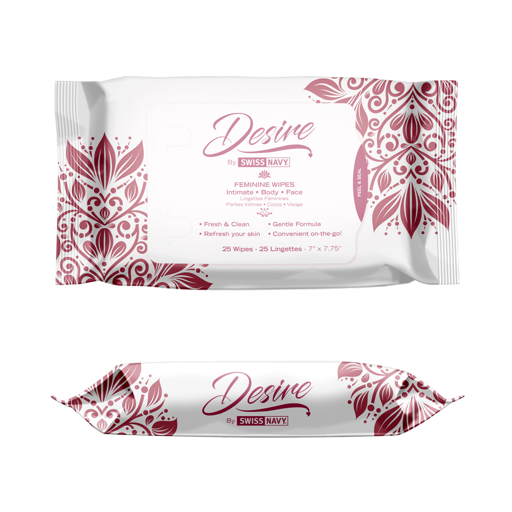 Desire Unscented Feminine Wipes 25Ct/6Ct Display Box