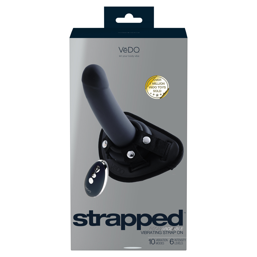 Strapped Rechargeable Vibrating Strap On Just Black