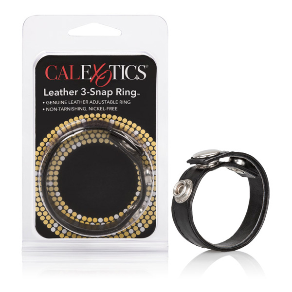 Leather 3-Snap Ring Black