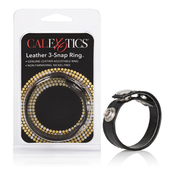 Leather 3-Snap Ring Black Leather 3-Snap Ring Black