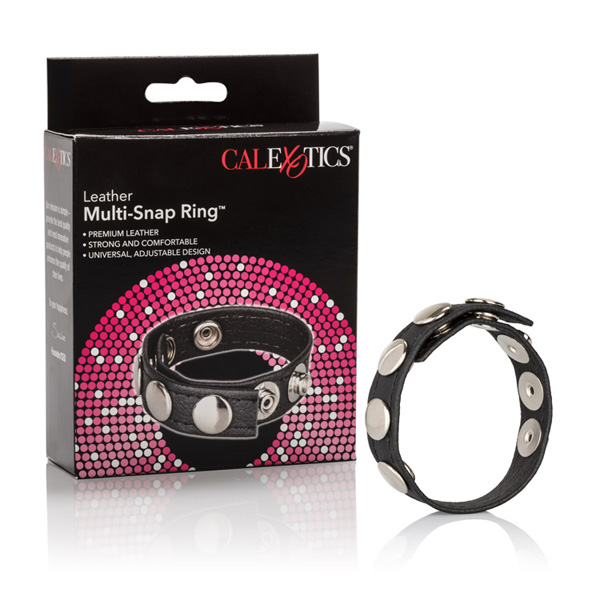 Leather Multi-Snap Ring Black Leather Multi-Snap Ring Black