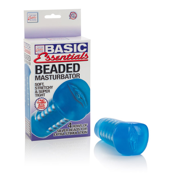 Basic Essentials Beaded Masturbator Blue