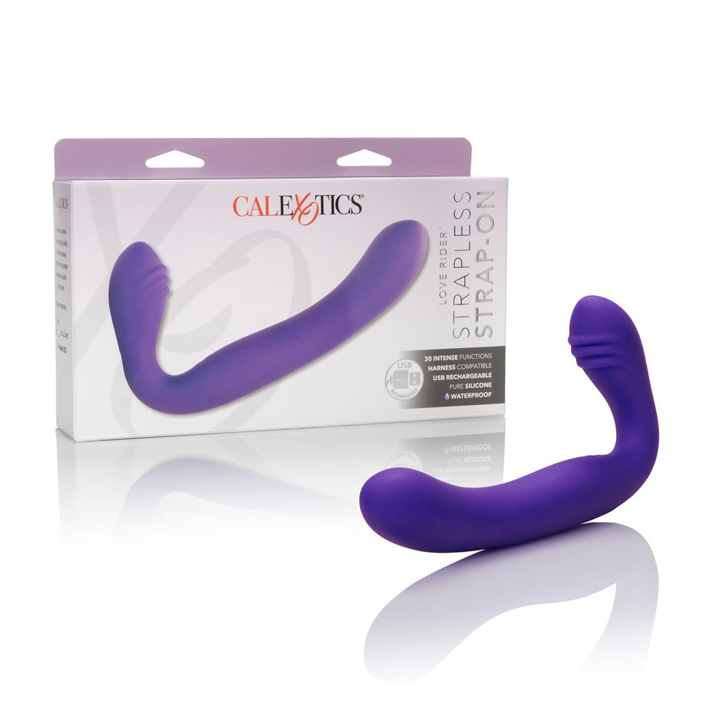 Rechargeable Silicone Love Rider Strapless Strap-On Purple