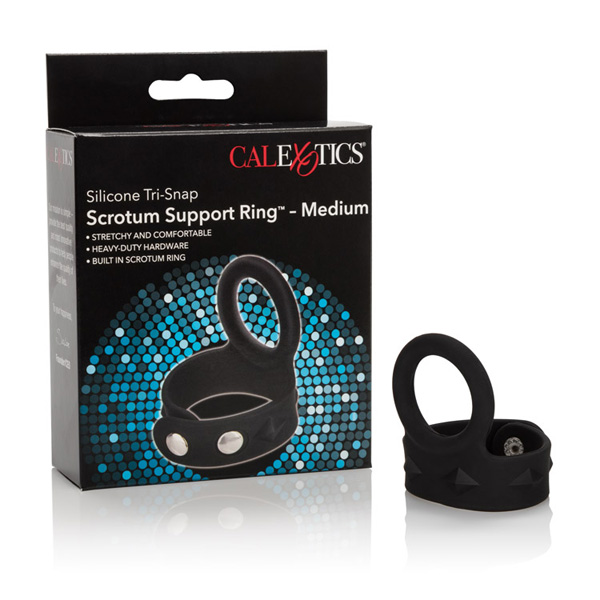 Silicone Tri-Snap Scrotum Support Ring Medium Black