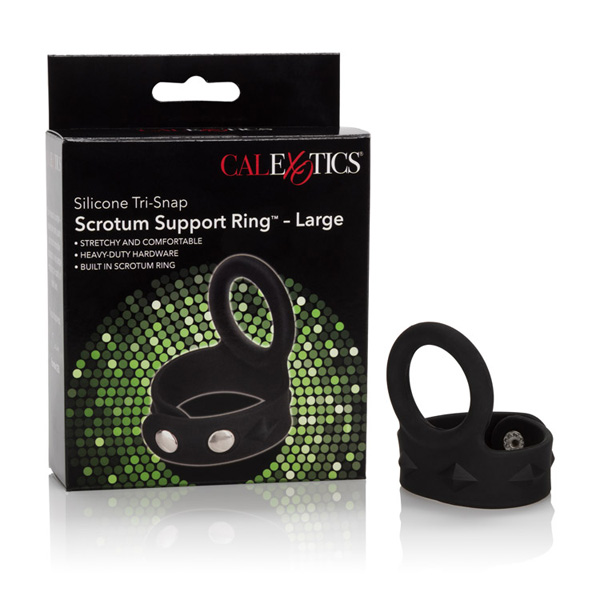 Silicone Tri-Snap Scrotum Support Ring Large Black