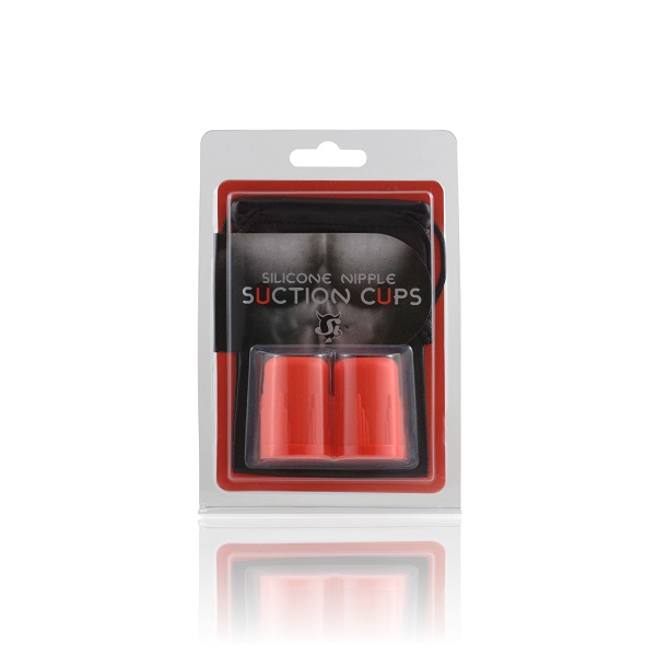 Silicone Nipple Suction Cups & Leather Pouch - Red & Black