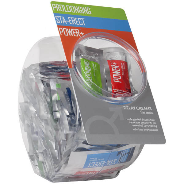 Delay Creams For Men - Fishbowl Display - 144 Assorted Pieces Delay Creams For Men - Fishbowl Display - 144 Assorted Pieces
