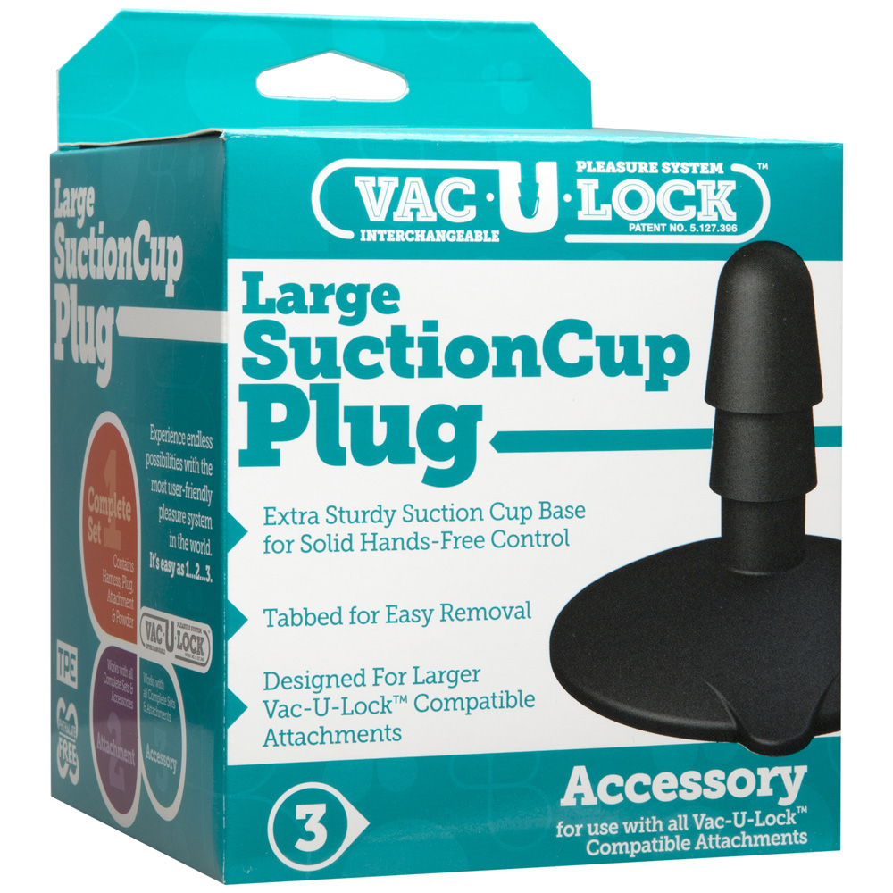 Vac-U-Lock Large Black Suction Cup Plug Black