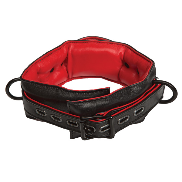 Kink Leather Handler's Collar Black & Red