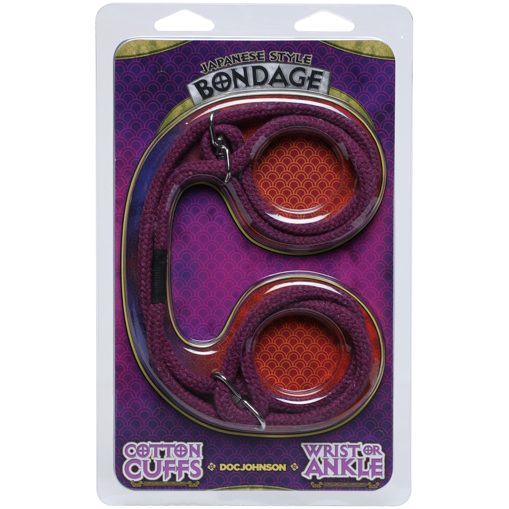 Japanese Style Bondage 100% Cotton Wrist Or Ankle Cuffs Purple
