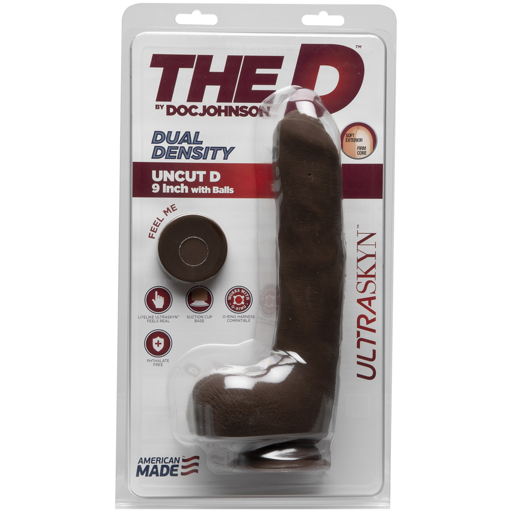 The D - Uncut D 9" With Balls Ultraskyn Chocolate