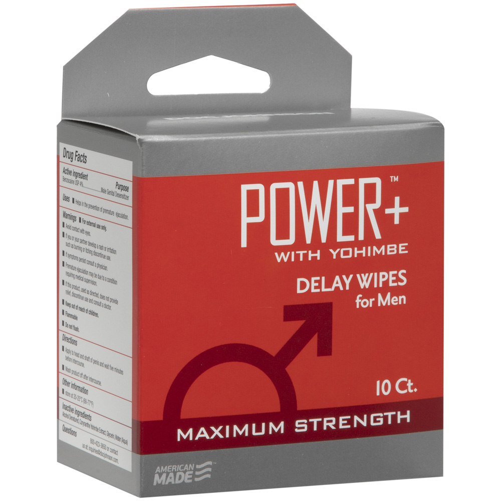 Power+ With Yohimbe Delay Wipes For Men 10Pk
