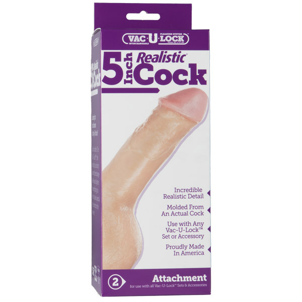 Vac-U-Lock - 5" Realistic Cock White