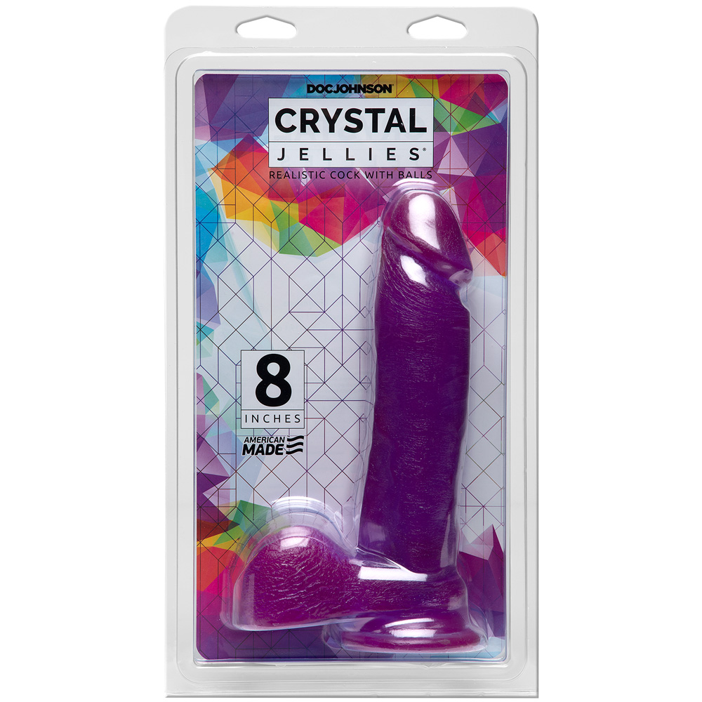 Crystal Jellies - 8" Ballsy Cock With Suction Cup Purple